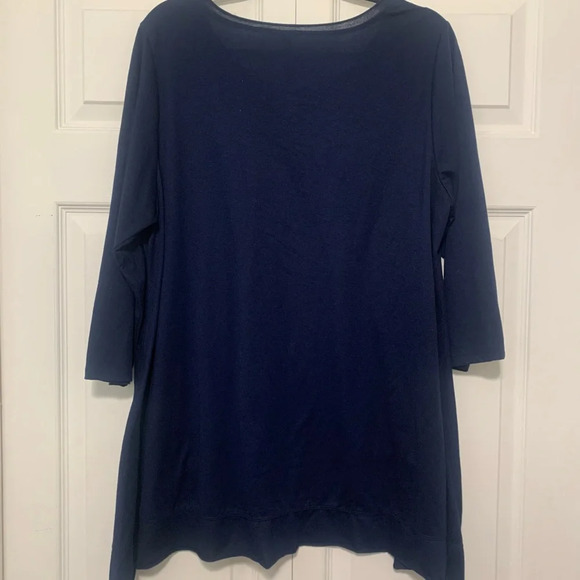 2x Allie and Rob Navy blue 3/4 Sleeve Flare Bottom Top. - Picture 4 of 5